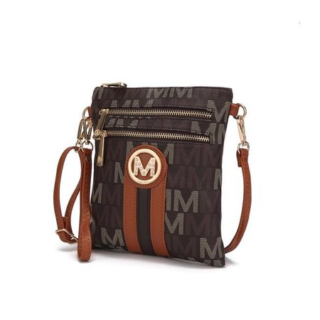 MKF COLLECTION BY MIA K MKF Collection by Mia K MKF-MU6409BR Reanna Signature Crossbody & Wristlet; Brown MKF-MU6409BR